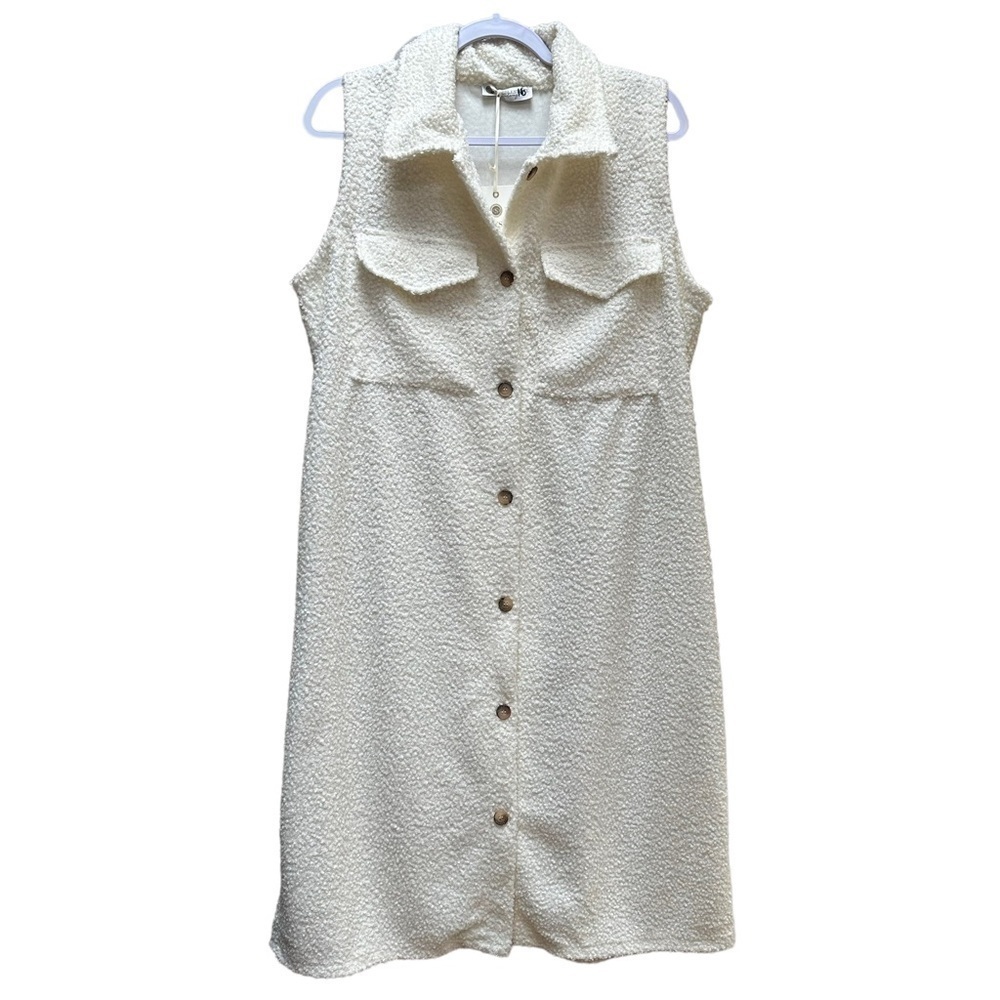 NWT Cobblestone‎ Living Cardigan Vest Button Down Cream Cottage Farm Large